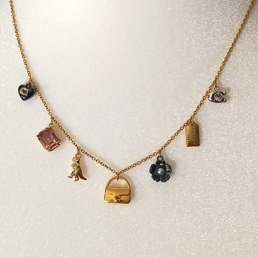 NWT COACH Mini Tabby Gold and Black Charm Necklace - Picture 1 of 10